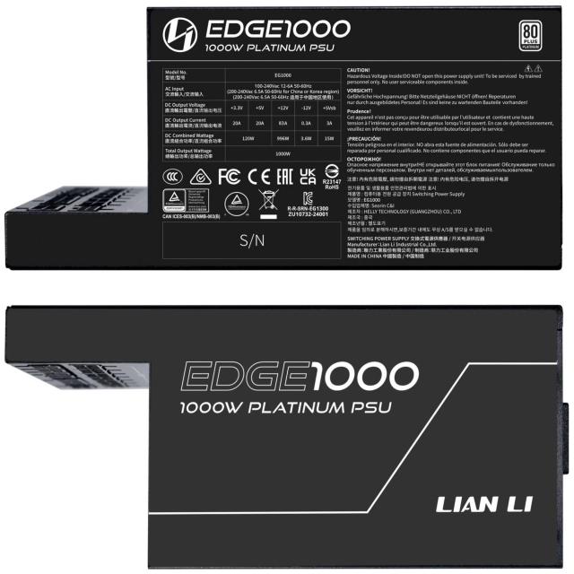 Захранване Lian Li EDGE EG1000 Black 1000W 80+ Platinum PCIe 5.1, ATX 3.1