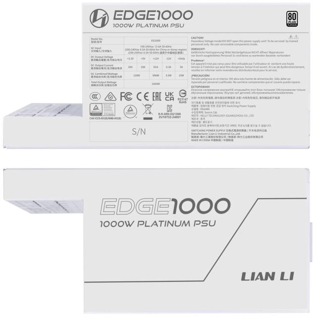 Захранване Lian Li EDGE EG1000 White 1000W 80+ Platinum PCIe 5.1, ATX 3.1