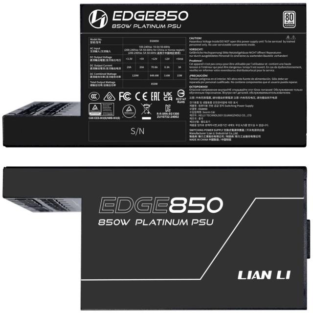 Захранване Lian Li EDGE EG0850 Black 850W 80+ Platinum PCIe 5.1, ATX 3.1