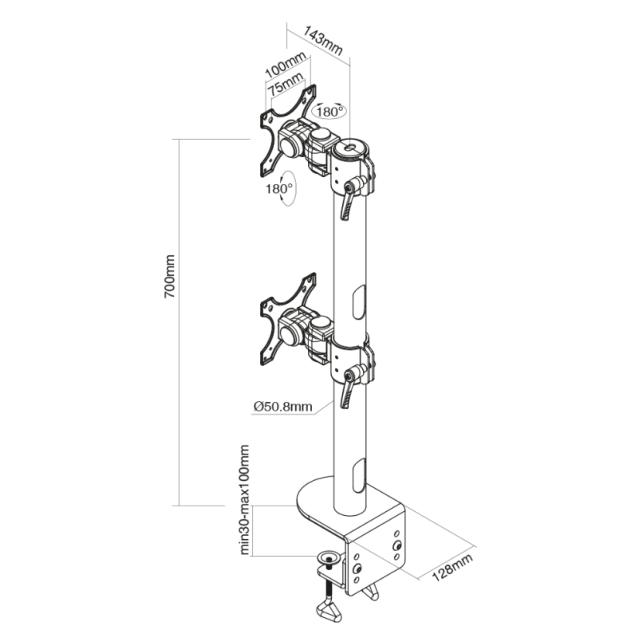 Стойка Neomounts by NewStar Flat Screen Desk Mount (clamp), high capacity