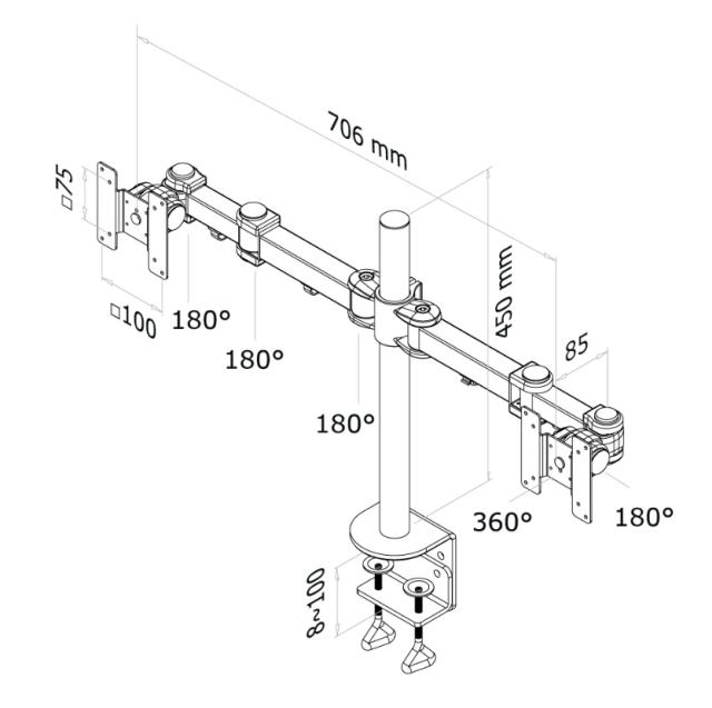 Стойка Neomounts by NewStar Flat Screen Desk Mount (clamp)