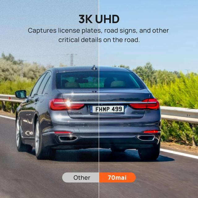 Видеорегистратор 70mai Rearview Dash Cam 3K HDR Set S500, комплект огледало и камера за задно виждане