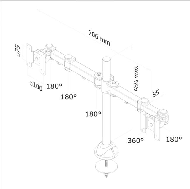 Стойка Neomounts by NewStar Flat Screen Desk Mount (grommet)
