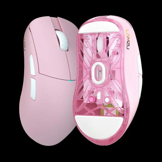 Геймърска мишка Lamzu ATLANTIS MINI 1K, оптична, 30 000 dpi, Wireless, Light Pink