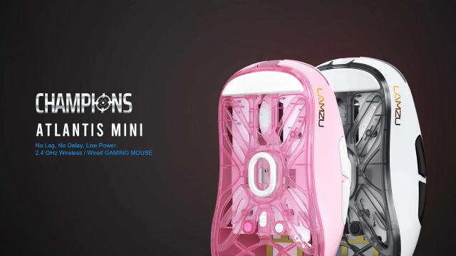 Геймърска мишка Lamzu ATLANTIS MINI 1K, оптична, 30 000 dpi, Wireless, Light Pink