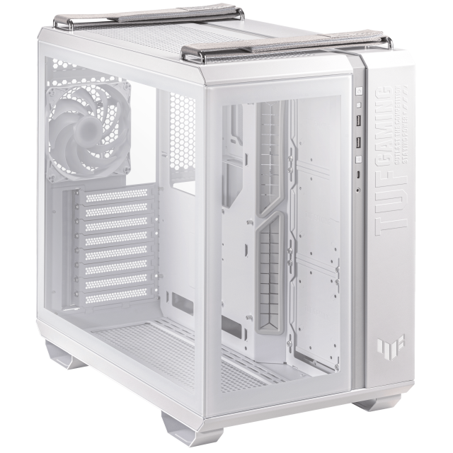 Кутия ASUS TUF GAMING GT502 PLUS TG ARGB WHITE EDITION, Middle Tower, 2 x USB 3.2, 1 x USB-C 3.2, ATX/microATX/Mini-ITX