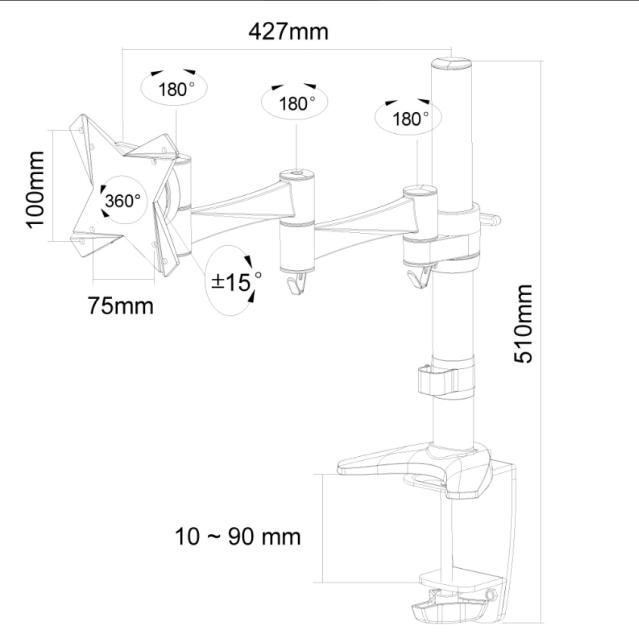 Стойка Neomounts by NewStar Flat Screen Desk Mount (clamp/grommet)