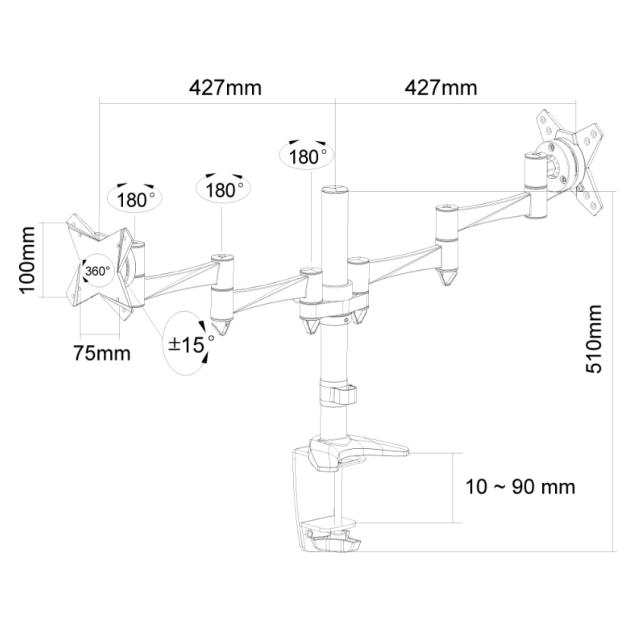 Стойка Neomounts by NewStar Flat Screen Desk Mount (clamp/grommet)