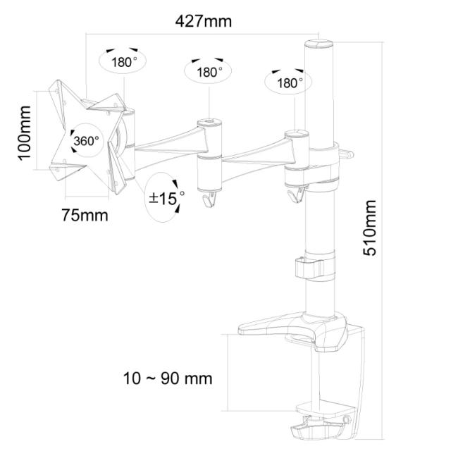 Стойка Neomounts by NewStar Flat Screen Desk Mount (clamp/grommet)
