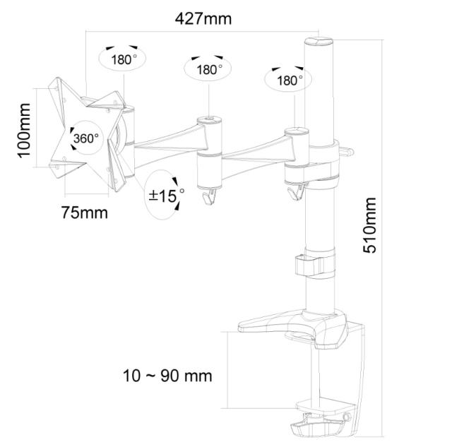 Стойка Neomounts by NewStar Flat Screen Desk Mount (clamp/grommet)
