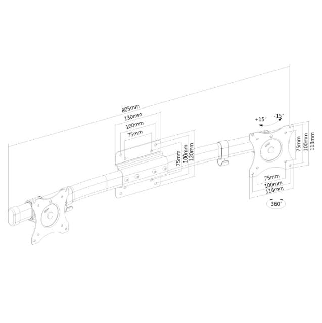 Стойка Neomounts by NewStar Flat Screen Cross bar (to make a single mount dual screen)