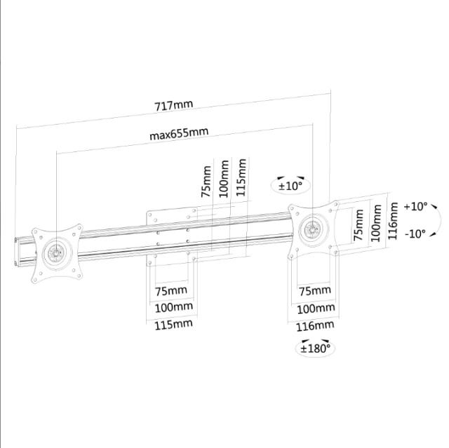 Стойка Neomounts by NewStar Flat Screen Cross bar (to make a single mount dual screen)