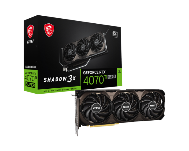 Видео карта MSI NVIDIA GeForce RTX 4070 Ti SUPER 16G SHADOW 3X OC, 16GB GDDR6X, 256-bit, HDMI, 3 x DP