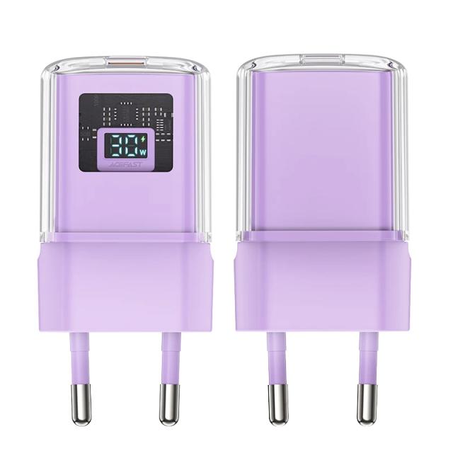 Acefast Универсално зарядно за стена Charger Wall GaN PD30W - A53 - USB-C x 1, Purple