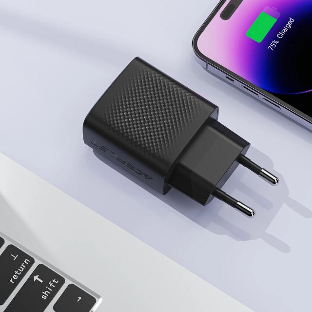 Acefast Универсално зарядно за стена Charger Wall GaN PD25W - A104 - USB-C x 1, Black