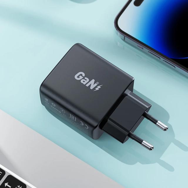 Acefast Универсално зарядно за стена Charger Wall GaN PD35W - A49 - USB-C x 2, Black