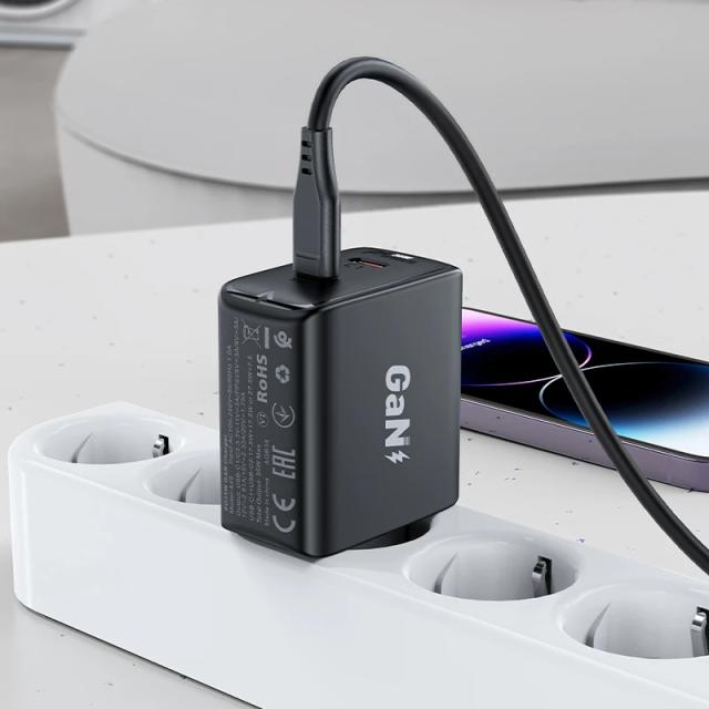 Acefast Универсално зарядно за стена Charger Wall GaN PD35W - A49 - USB-C x 2, Black