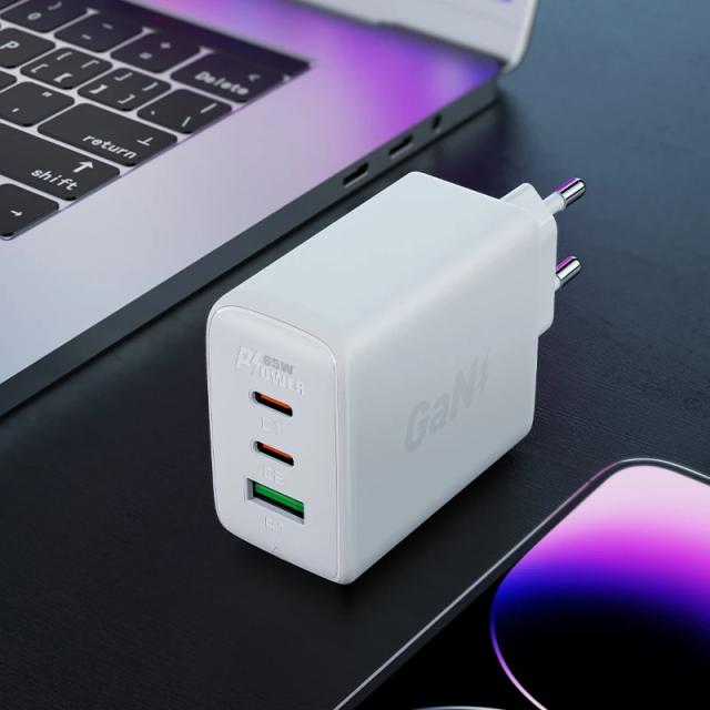 Acefast Универсално зарядно за стена Charger Wall GaN PD65W - A41 - USB-C x 2, USB-A x 1, Black