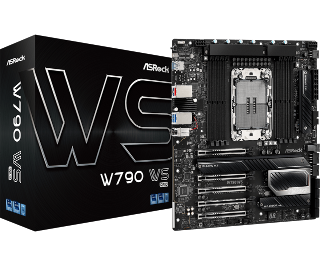 Дънна платка за сървър ASRock W790 WS R2.0, W790, LGA4677, DDR5, 8x SATA 6Gb/s, 4 x M.2 Blazing, 1 x U.2 mini SAS, 1x USB 3.2 Gen 2x2 Type-C, 2x USB 3.2 Gen 2 Type-A, E-ATX