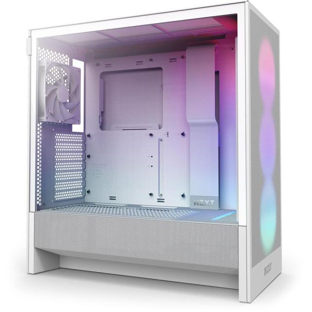 Кутия NZXT H5 Flow RGB 2024 White, Mid-Tower, 1 x USB 3.2 Type-A, 1 x USB 3.2 Gen 2x2 Type-C, 1 x Audio Jack, E-ATX (Up to 277 mm wide), ATX, Micro-ATX, Mini-ITX