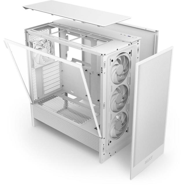 Кутия NZXT H5 Flow RGB 2024 White, Mid-Tower, 1 x USB 3.2 Type-A, 1 x USB 3.2 Gen 2x2 Type-C, 1 x Audio Jack, E-ATX (Up to 277 mm wide), ATX, Micro-ATX, Mini-ITX