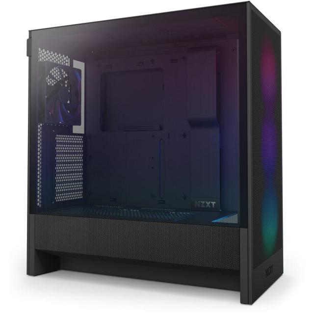 Кутия NZXT H5 Flow RGB 2024 Black, Mid-Tower, 1 x USB 3.2 Type-A, 1 x USB 3.2 Gen 2x2 Type-C, 1 x Audio Jack, E-ATX (Up to 277 mm wide), ATX, Micro-ATX, Mini-ITX