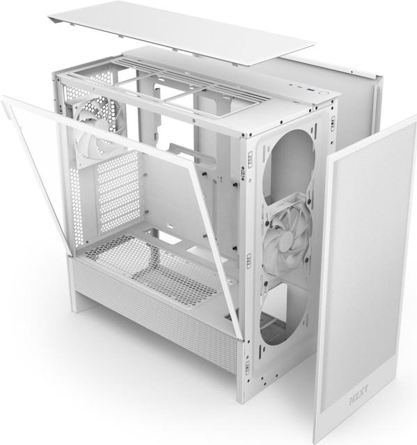 Кутия NZXT H5 Flow 2024 White, Mid-Tower, 1 x USB 3.2 Type-A, 1 x USB 3.2 Gen 2x2 Type-C, 1 x Audio Jack, E-ATX (Up to 277 mm wide), ATX, Micro-ATX, Mini-ITX