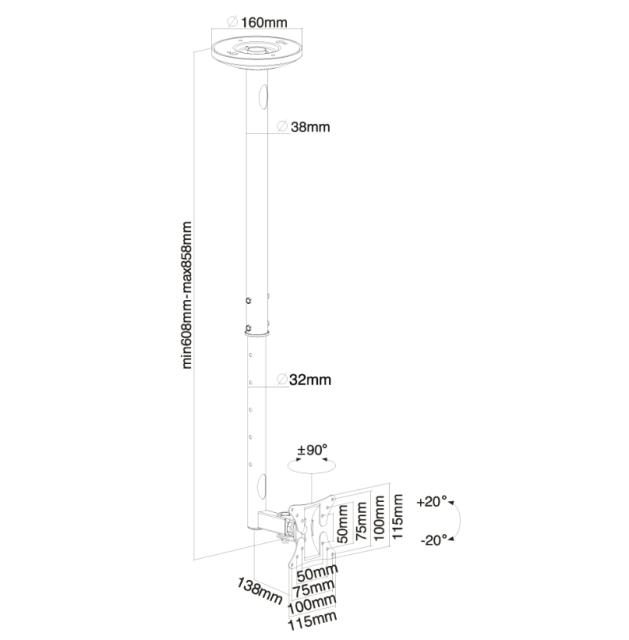 Стойка Neomounts by NewStar Flat Screen Ceiling Mount (Height: 60-85 cm)