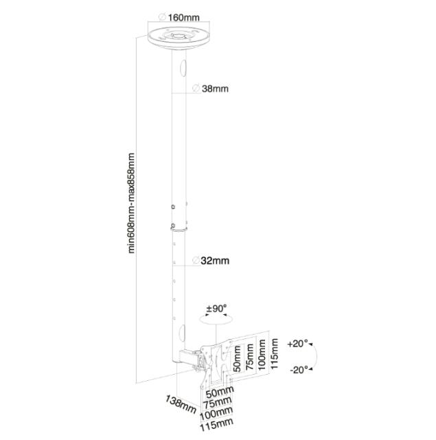 Стойка Neomounts by NewStar Flat Screen Ceiling Mount (Height: 60-85 cm)