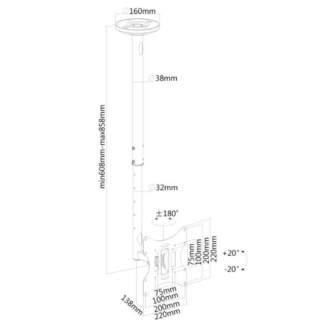 Стойка Neomounts by NewStar Flat Screen Ceiling Mount (Height: 60-85 cm)