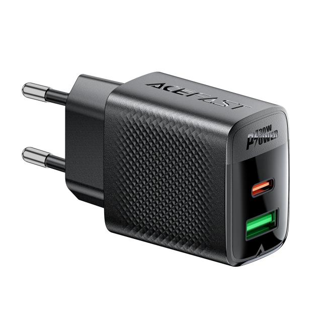 Acefast Универсално зарядно за стена Charger Wall GaN PD 30W - A98 - USB-C x 1, USB-A x 1, Black