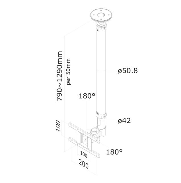 Стойка Neomounts by NewStar Flat Screen Ceiling Mount (Height: 79-129 cm)