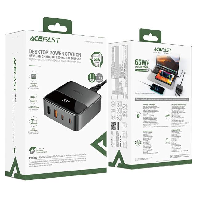 Acefast настолно зарядно за стена Desktop Wall Charger PD65W GaN Z6, USB-C x 2, USB-A x 2