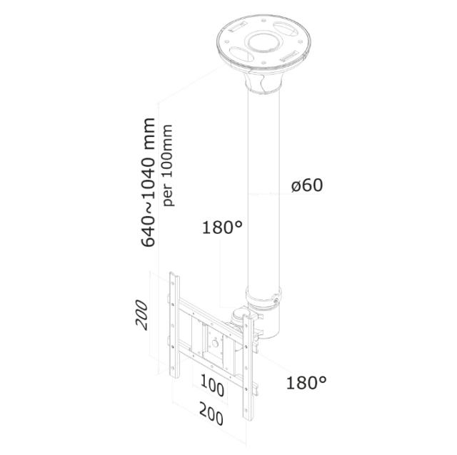 Стойка Neomounts by NewStar Flat Screen Ceiling Mount (Height: 64-105 cm)
