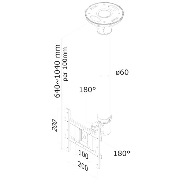 Стойка Neomounts by NewStar Flat Screen Ceiling Mount (Height: 64-105 cm)