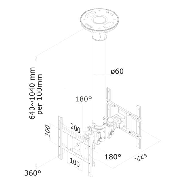 Стойка Neomounts by NewStar Flat Screen Ceiling Mount (Height: 64-105 cm)