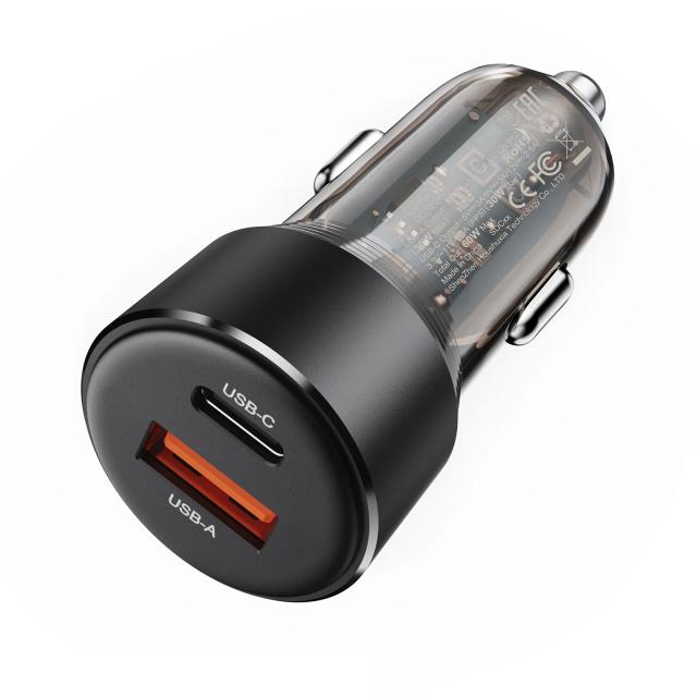 Acefast зарядно за кола Fast Charger Car PD3.0 60W - B12 - USB-C x 1, USB-A x 1, Black