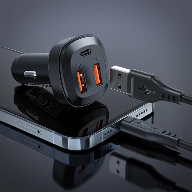 Acefast зарядно за кола Fast Charger Car PD3.0 66W - B9 - USB-C x 1, USB-A x 2, Black