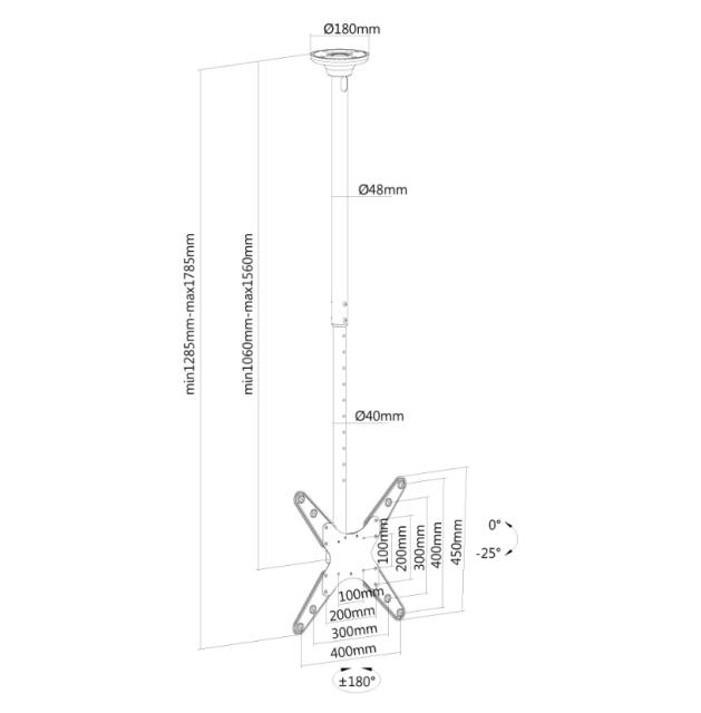 Стойка Neomounts by NewStar Flat Screen Ceiling Mount (Height: 106-156 cm)