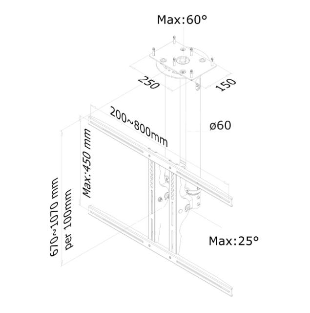 Стойка Neomounts by NewStar Flat Screen Ceiling Mount (Height: 64-104 cm)