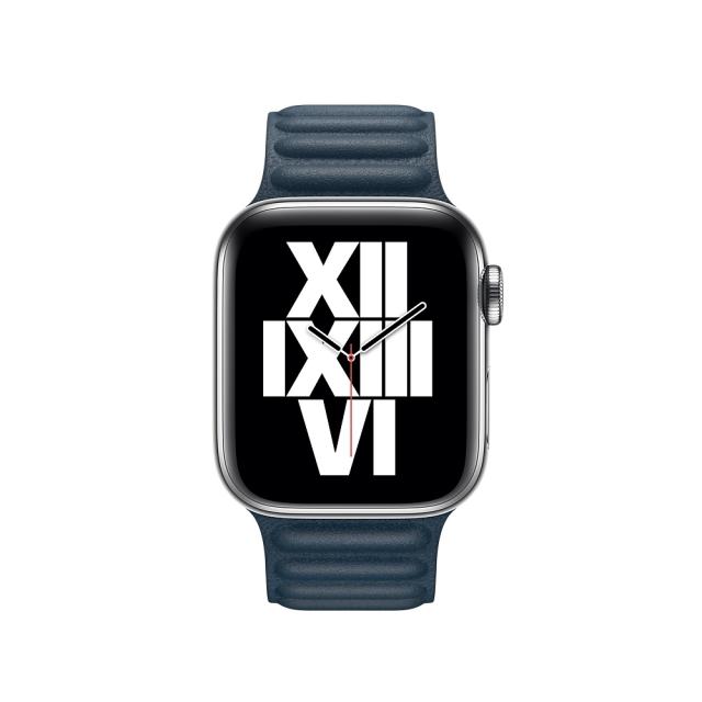 Каишка за часовник Apple Watch 40mm Band: Baltic Blue Leather Link - Large (Seasonal Fall 2020)