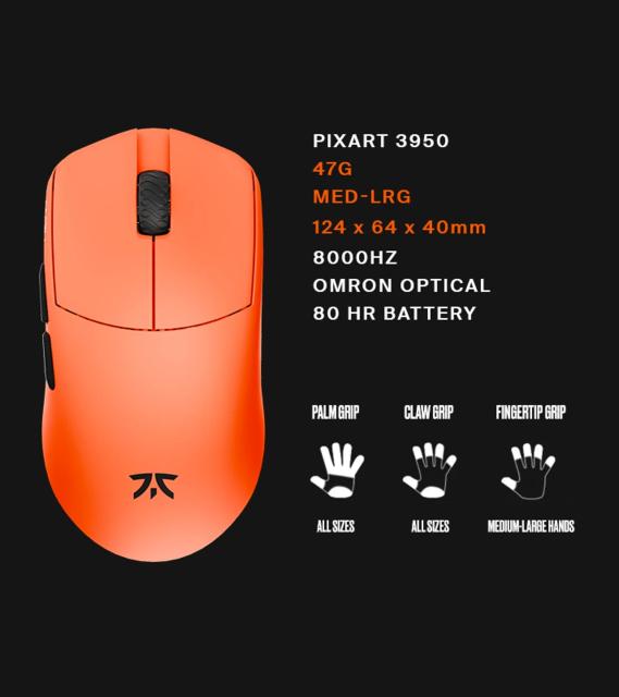 Мишка Lamzu MAYA X 8K, оптична, 30 000 dpi, Wireless, Fnatic Special Edition Orange