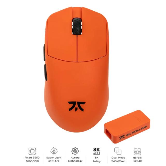 Мишка Lamzu MAYA X 8K, оптична, 30 000 dpi, Wireless, Fnatic Special Edition Orange