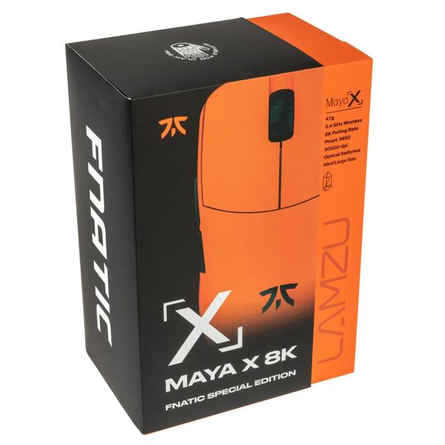 Мишка Lamzu MAYA X 8K, оптична, 30 000 dpi, Wireless, Fnatic Special Edition Orange