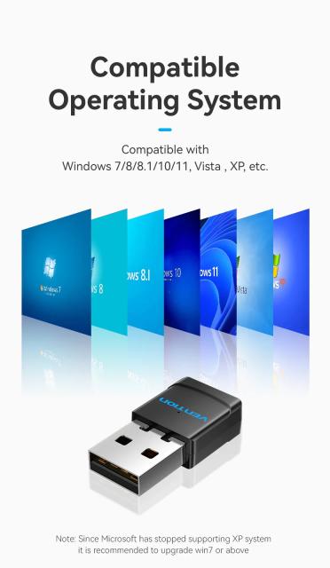 Vention безжичен адаптер WiFi USB adapter Dual Band, 650Mbps, Black