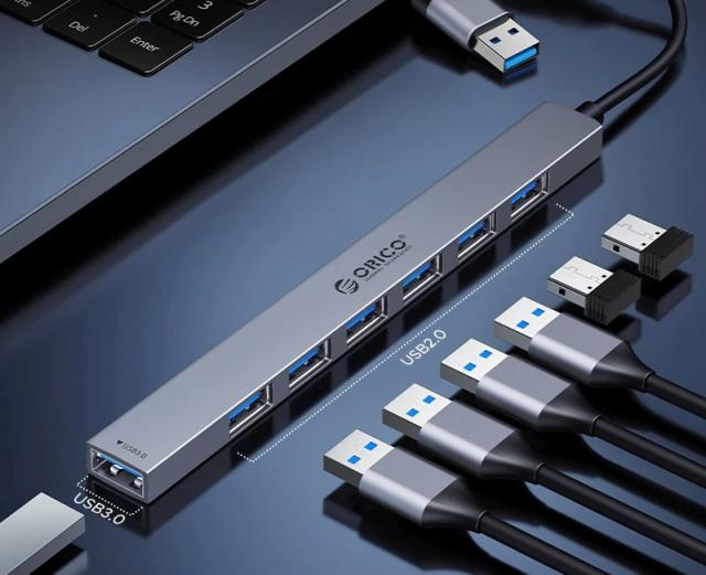 Хъб Orico 7 портов, USB-C/USB-A, USB3.0 x 1, USB2.0 x 6