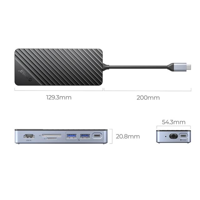 Докинг станция Orico M.2 SATA/NVMe - HDMI, USB3.2-A x 2, USB-C (10Gbps) x 1,USB-C (PD100W), SD/TF