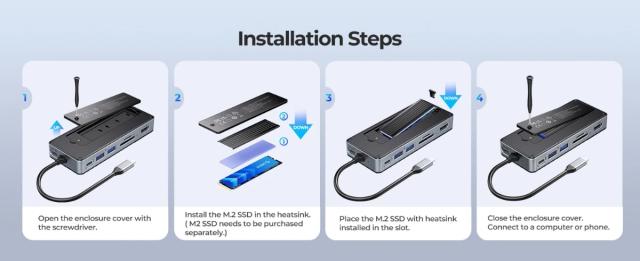 Докинг станция Orico M.2 SATA/NVMe - HDMI, USB3.2-A x 2, USB-C (10Gbps) x 1,USB-C (PD100W), SD/TF