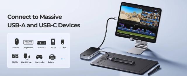 Докинг станция Orico M.2 SATA/NVMe - HDMI, USB3.2-A x 2, USB-C (10Gbps) x 1,USB-C (PD100W), SD/TF