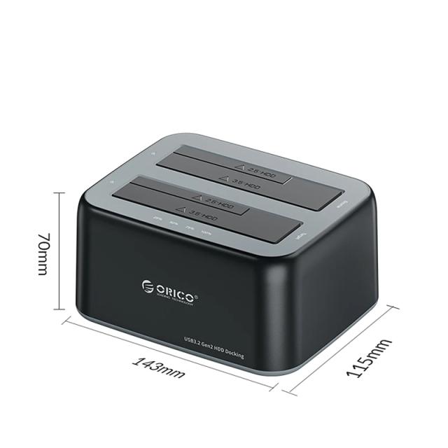 Докинг станция Orico HDD/SSD Dock - 2 BAY 2.5/3.5 USB-C/USB-A